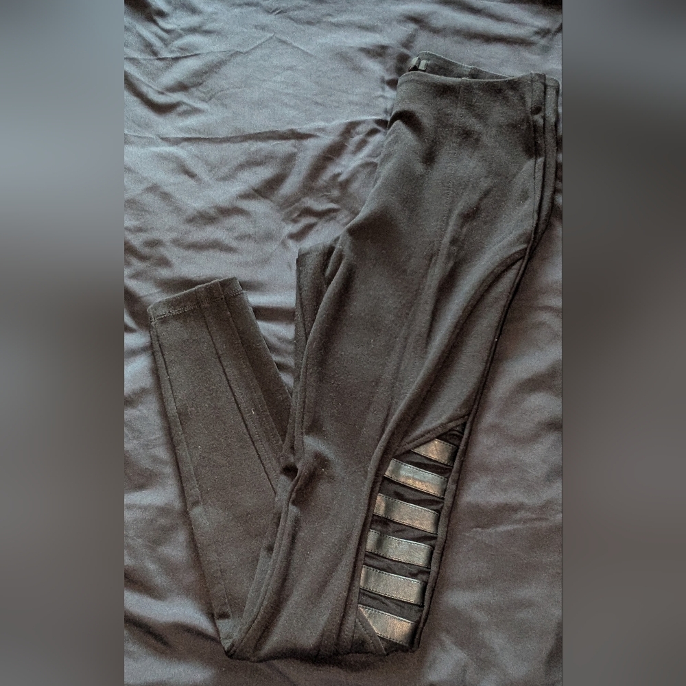 Guess Black Leggings with Ladder Cutout Panels